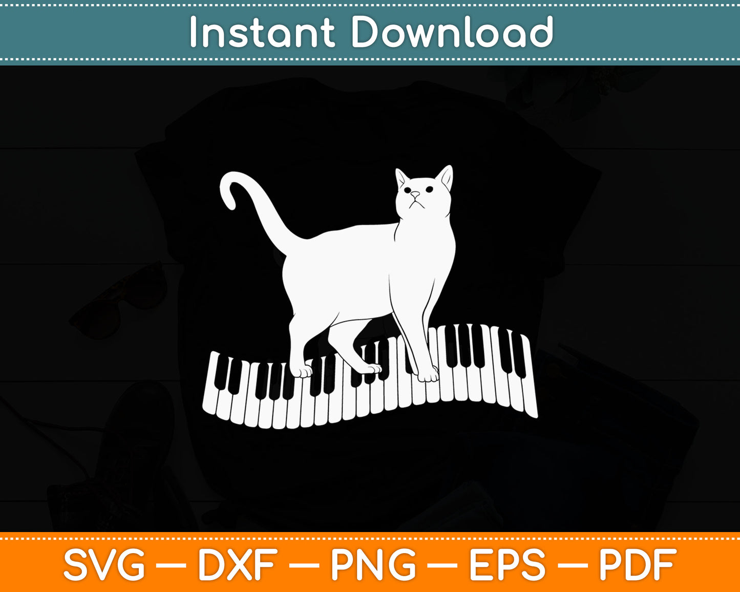 Funny Piano Music Cat Lovers Svg Digital Cutting File