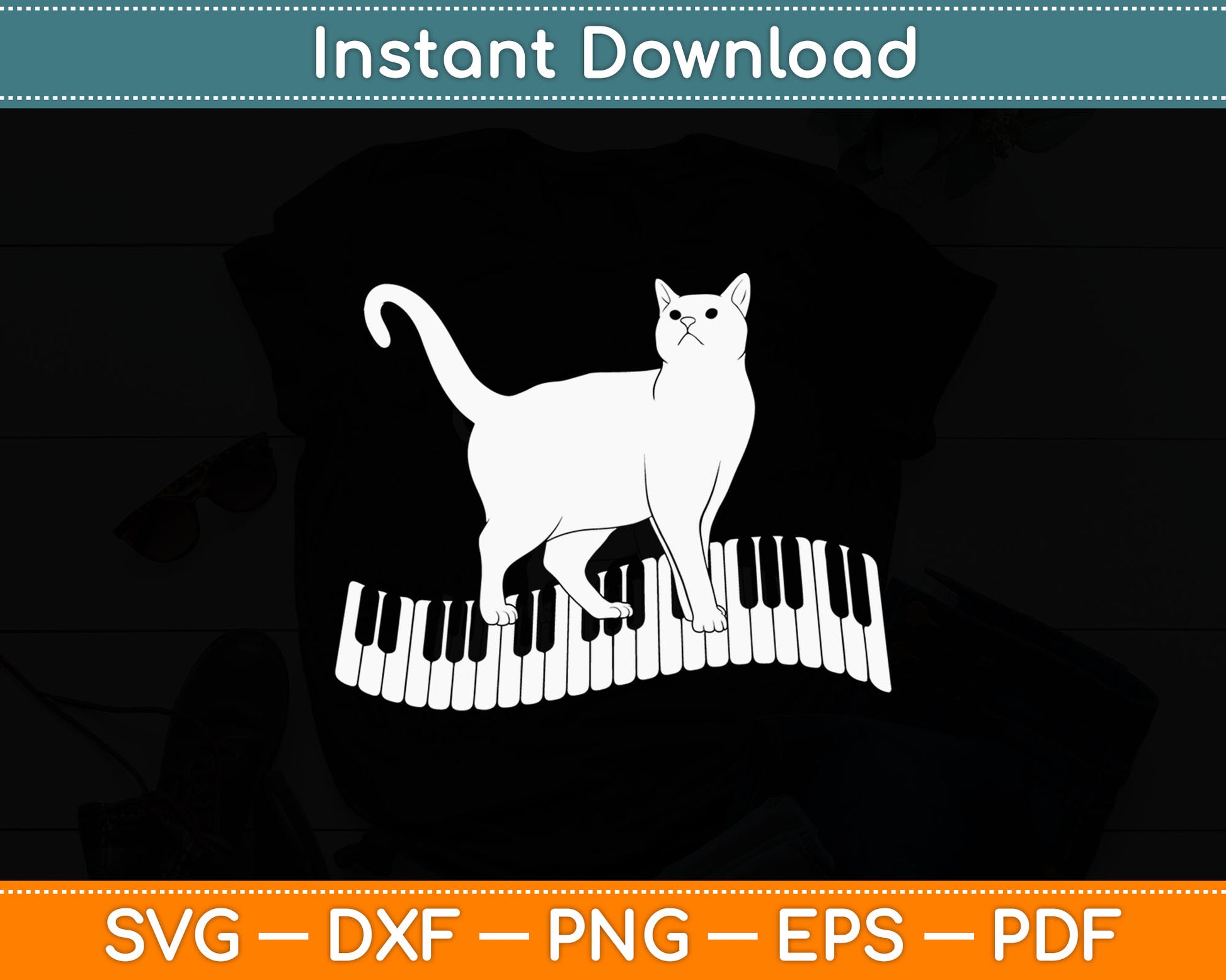Funny Piano Music Cat Lovers Svg Digital Cutting File