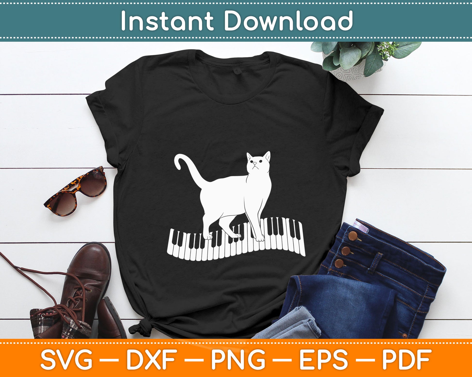 Funny Piano Music Cat Lovers Svg Digital Cutting File