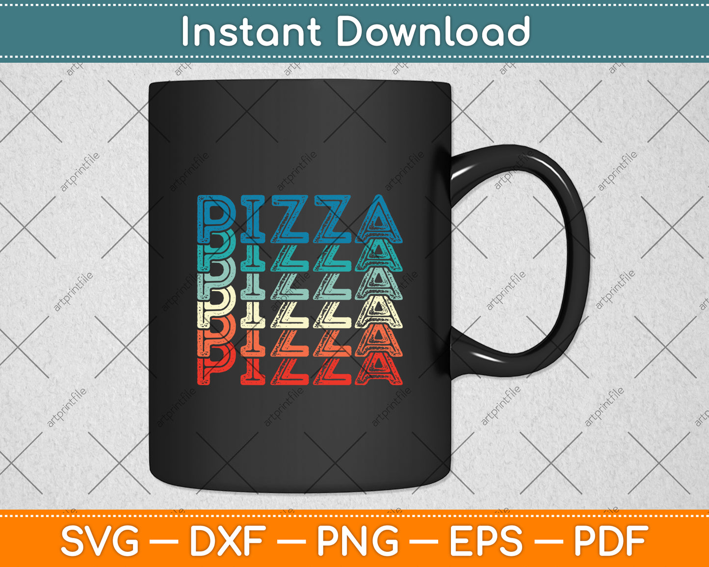Funny Pizza Retro Vintage Svg Digital Cutting File