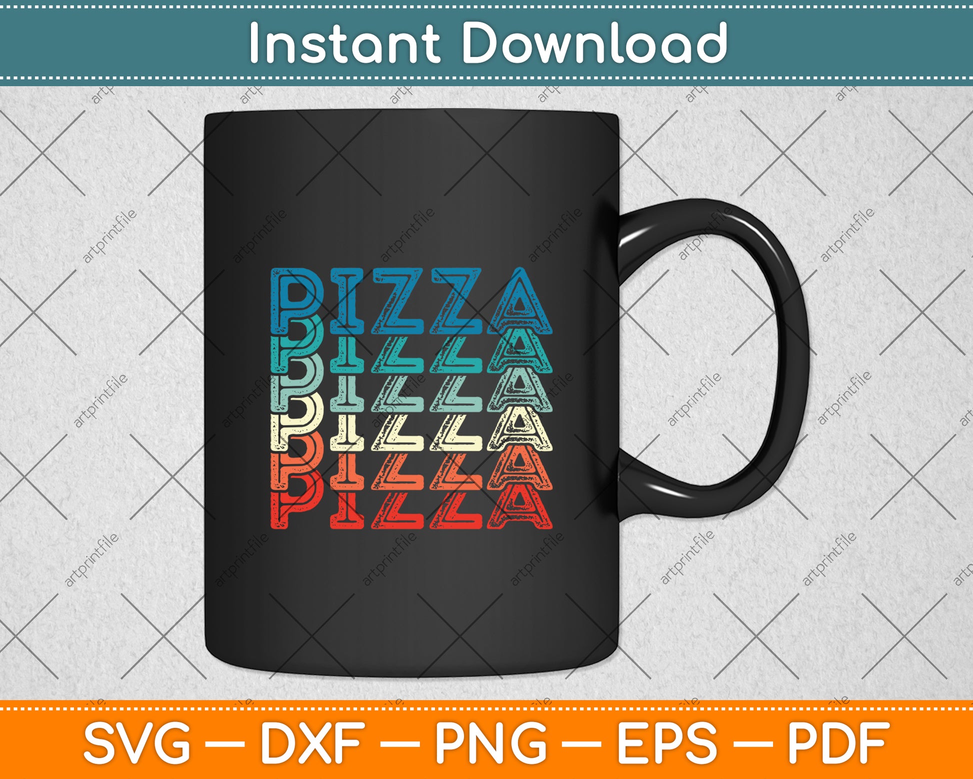 Funny Pizza Retro Vintage Svg Digital Cutting File