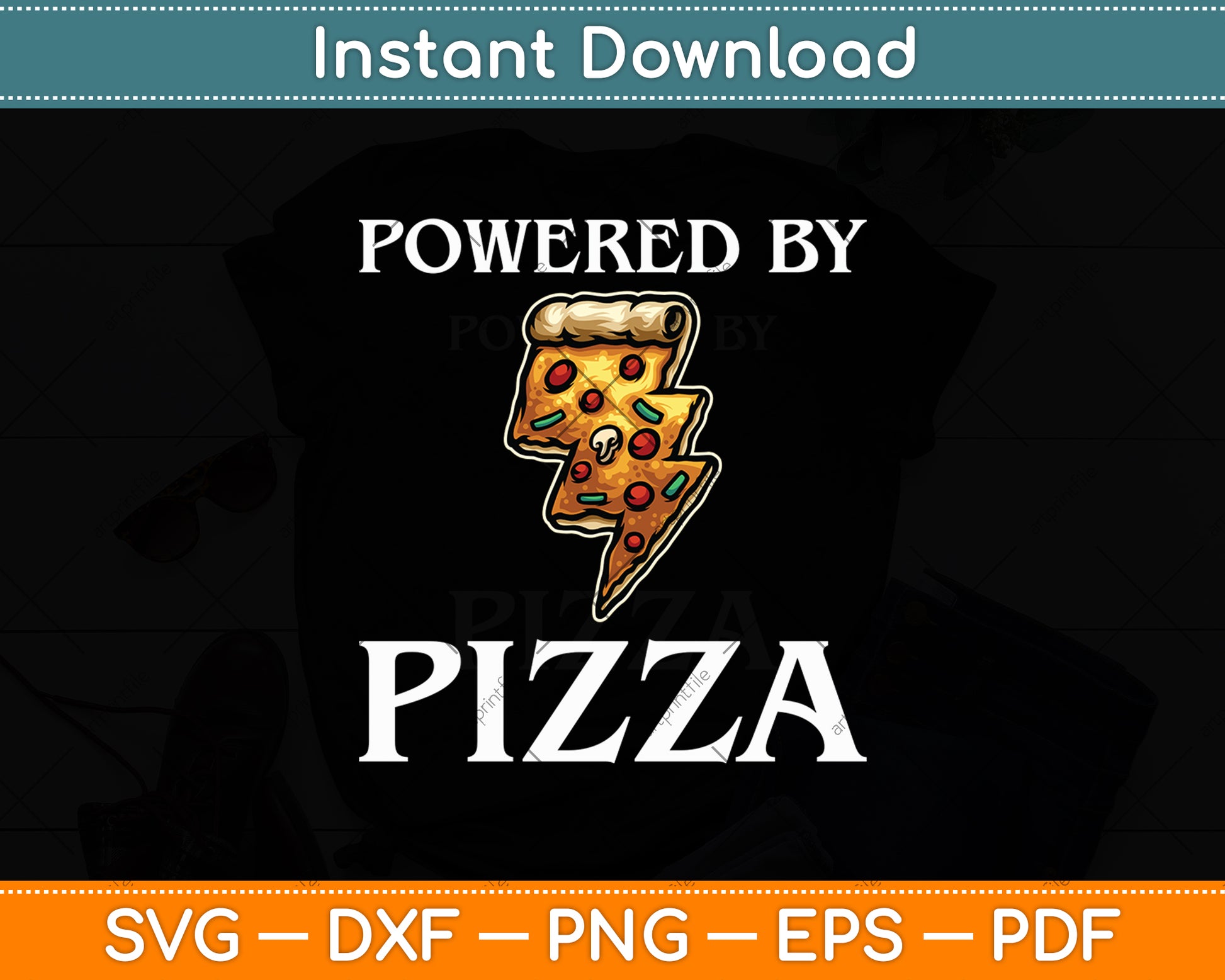 Funny Powered By Pizza Svg Digital Cutting File
