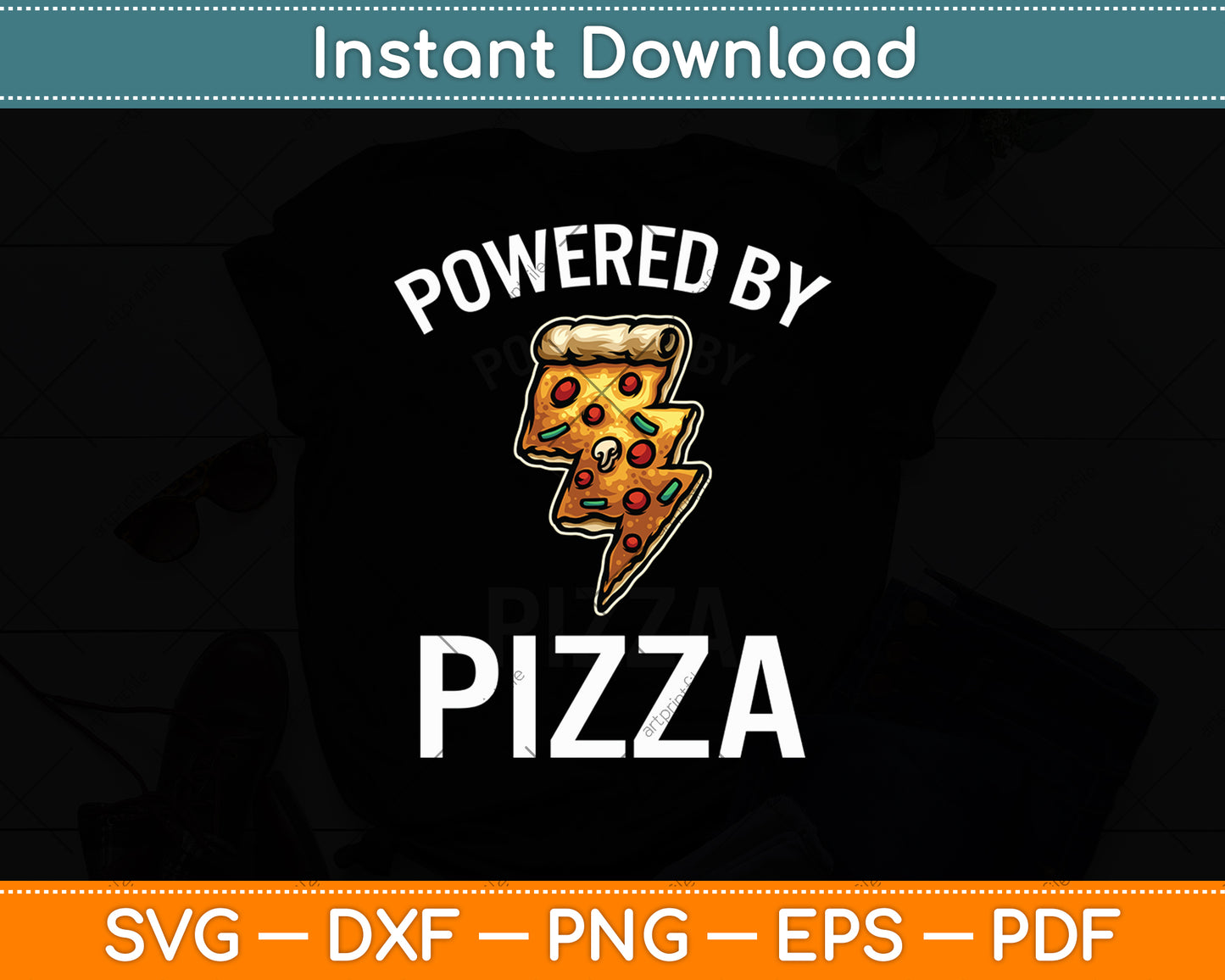Funny Powered By Pizza Svg Digital Cutting File