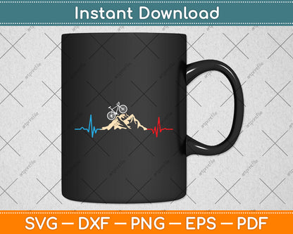 Funny Retro Cycling Heartbeat Bicycle Mountain Bike Biking Svg Digital Cutting File