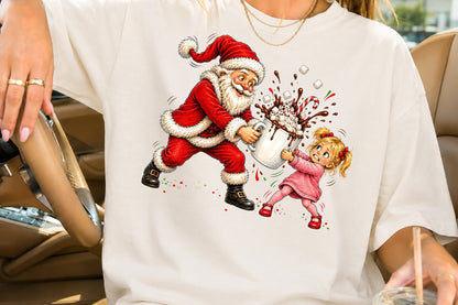 Funny Santa Hot Cocoa Splash PNG Sublimation