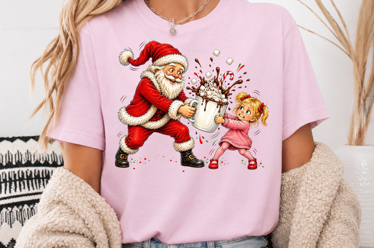 Funny Santa Hot Cocoa Splash PNG Sublimation