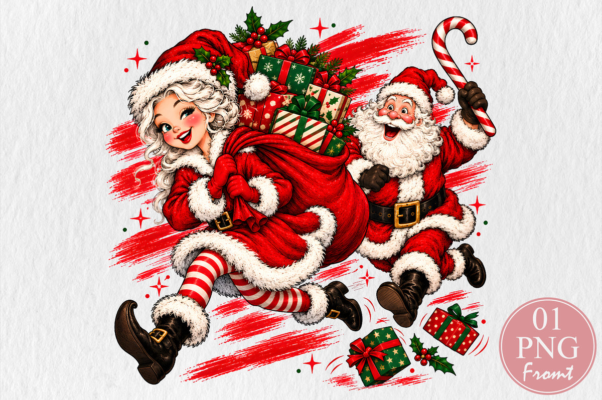 Funny Santa and Mrs Claus Christmas PNG