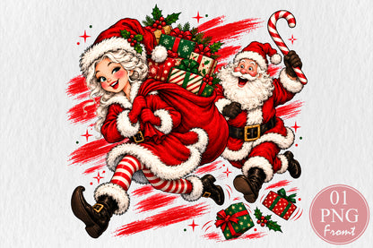Funny Santa and Mrs Claus Christmas PNG