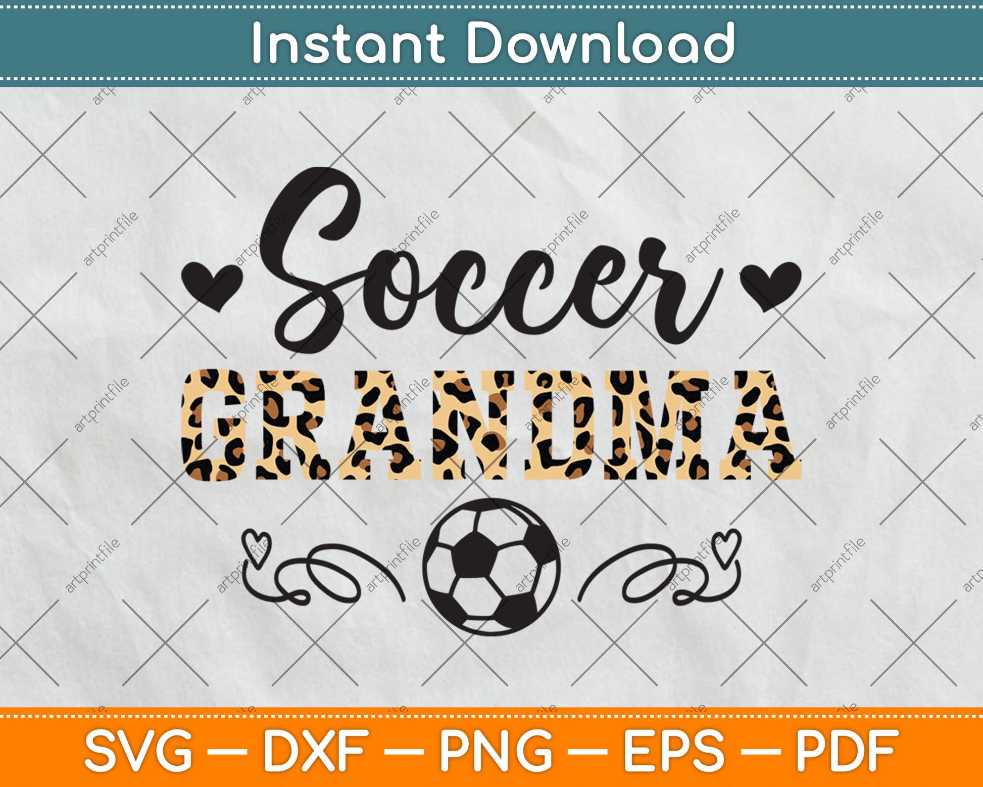 Funny Soccer Grandma Leopard Pattern Grandma Soccer Player Svg Digital Cutting File