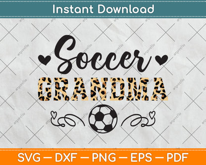 Funny Soccer Grandma Leopard Pattern Grandma Soccer Player Svg Digital Cutting File