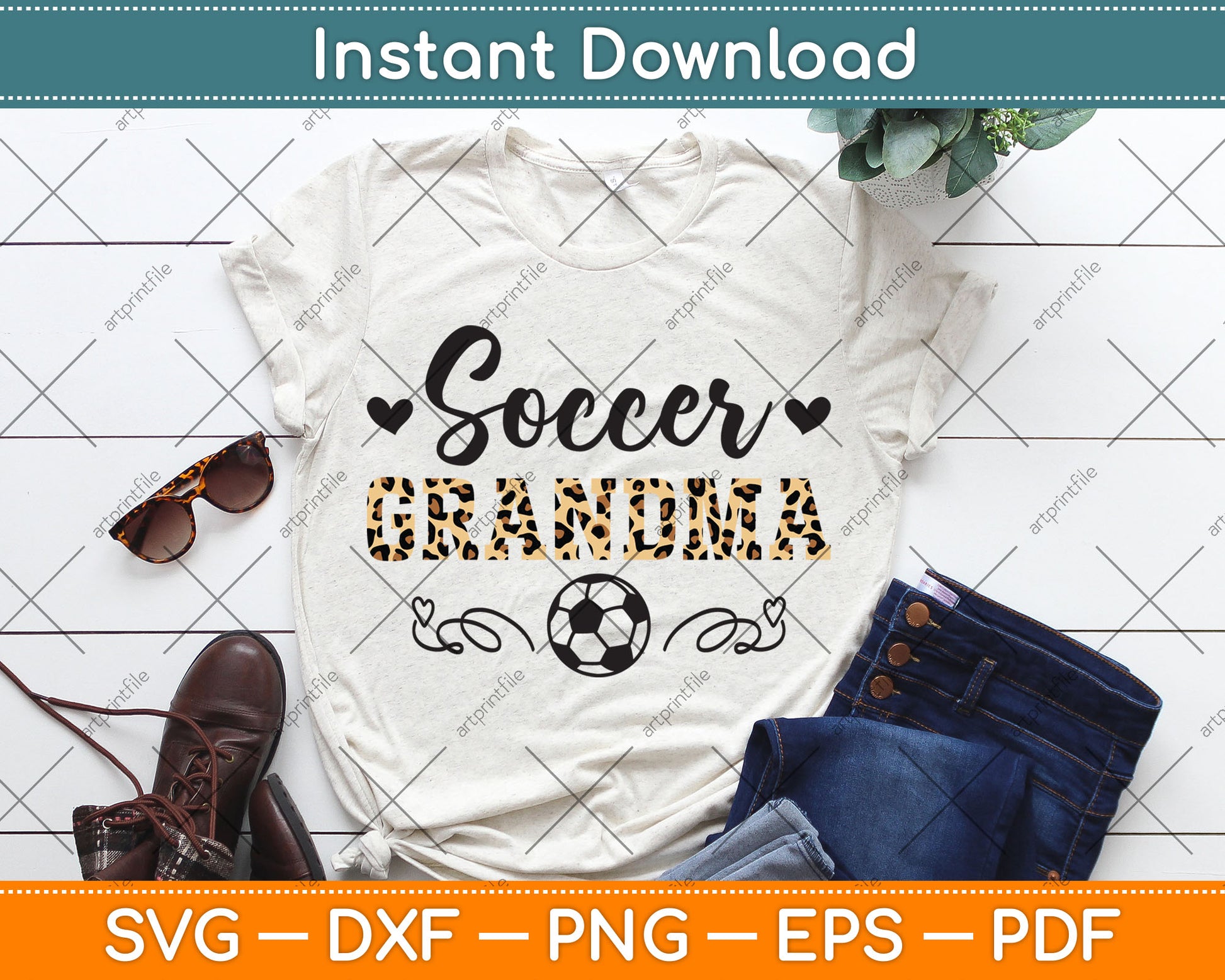 Funny Soccer Grandma Leopard Pattern Grandma Soccer Player Svg Digital Cutting File