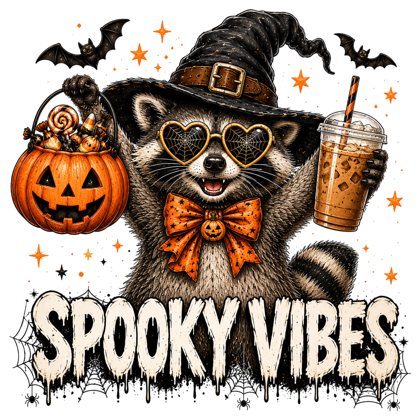 Funny Spooky Raccoon PNG Cute Halloween Raccoon Sublimation