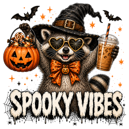Funny Spooky Raccoon PNG Cute Halloween Raccoon Sublimation