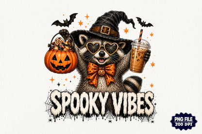 Funny Spooky Raccoon PNG Cute Halloween Raccoon Sublimation