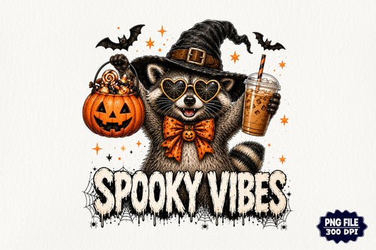 Funny Spooky Raccoon PNG Cute Halloween Raccoon Sublimation