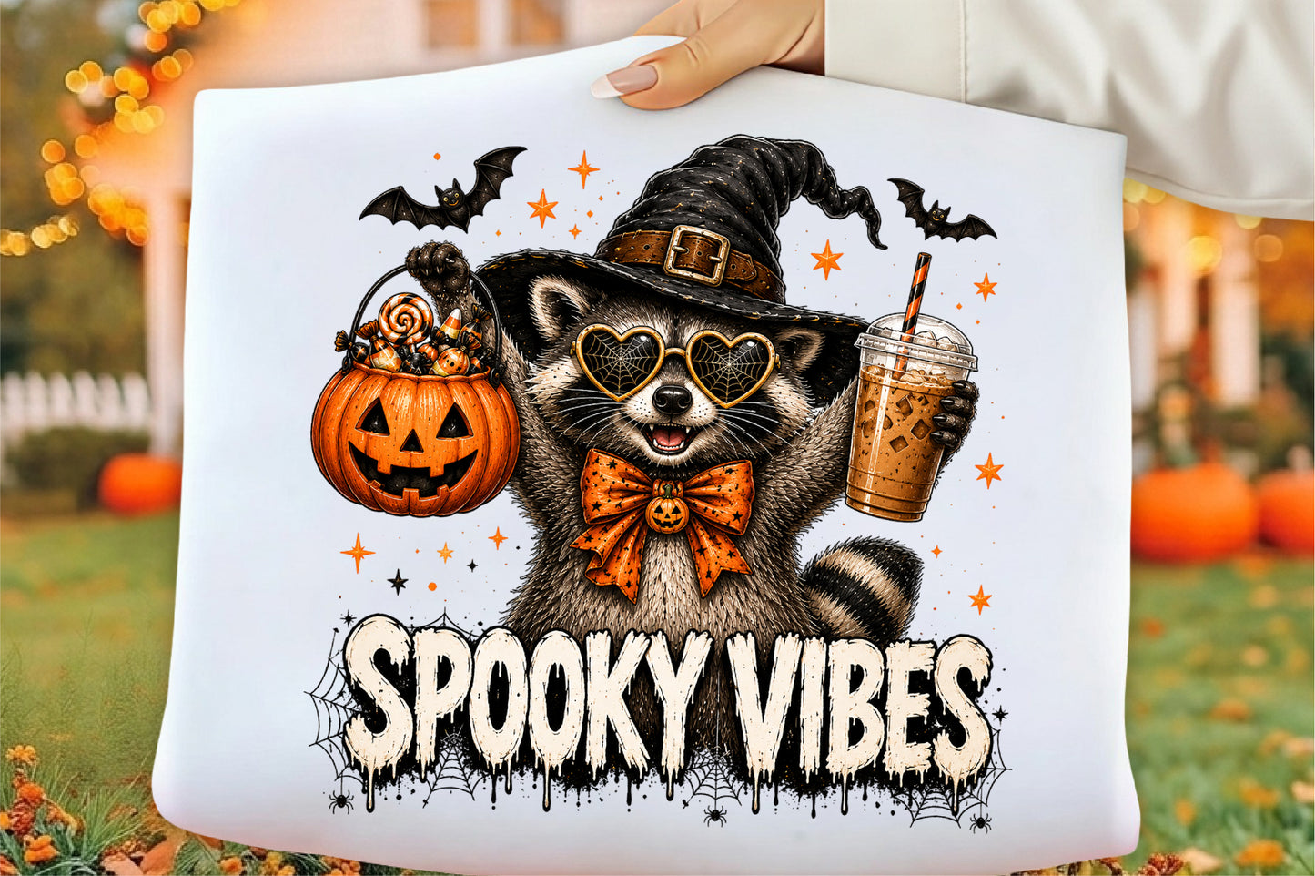 Funny Spooky Raccoon PNG Cute Halloween Raccoon Sublimation
