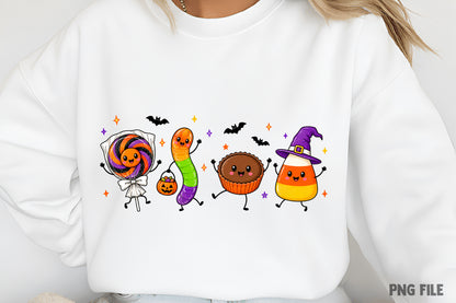 Funny Spooky Season Candy PNG | Cute Halloween Candy Corn, Lollipop, Cupcake & Worm Clipart | Kawaii Halloween Sublimation