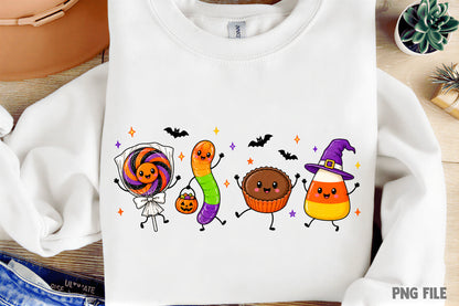 Funny Spooky Season Candy PNG | Cute Halloween Candy Corn, Lollipop, Cupcake & Worm Clipart | Kawaii Halloween Sublimation