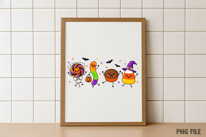 Funny Spooky Season Candy PNG | Cute Halloween Candy Corn, Lollipop, Cupcake & Worm Clipart | Kawaii Halloween Sublimation