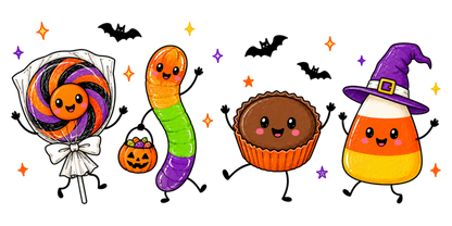 Funny Spooky Season Candy PNG | Cute Halloween Candy Corn, Lollipop, Cupcake & Worm Clipart | Kawaii Halloween Sublimation
