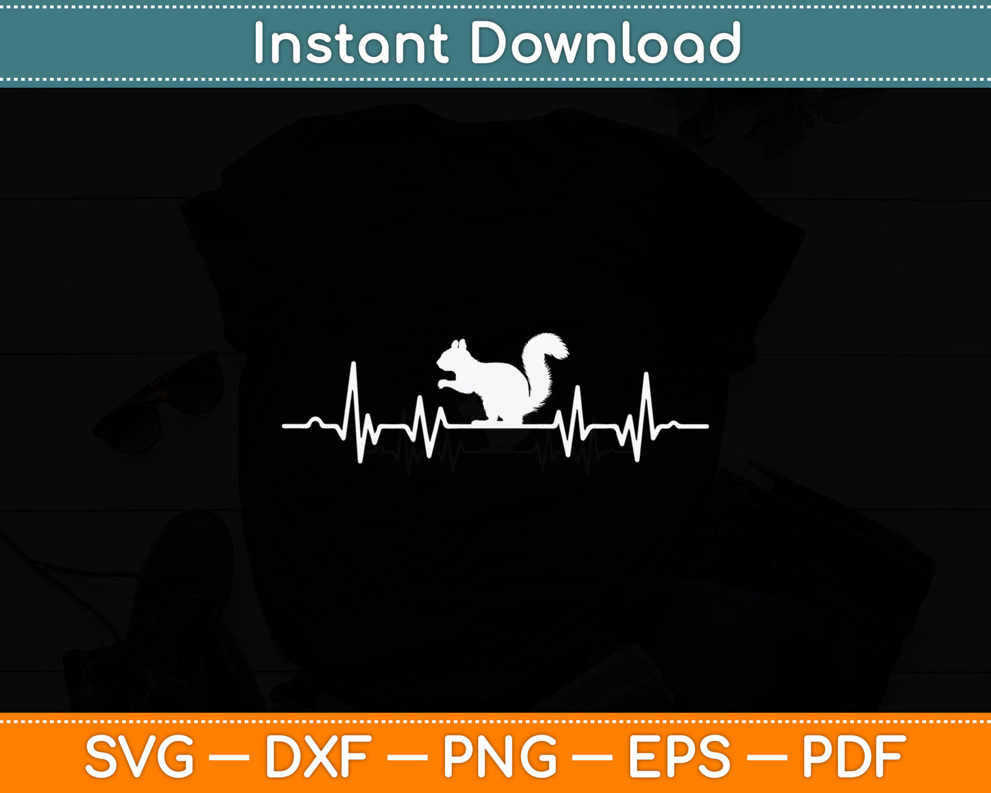 Funny Squirrel Designs For Kids Men Women Heartbeat Chipmunk Svg Digital Cutting File