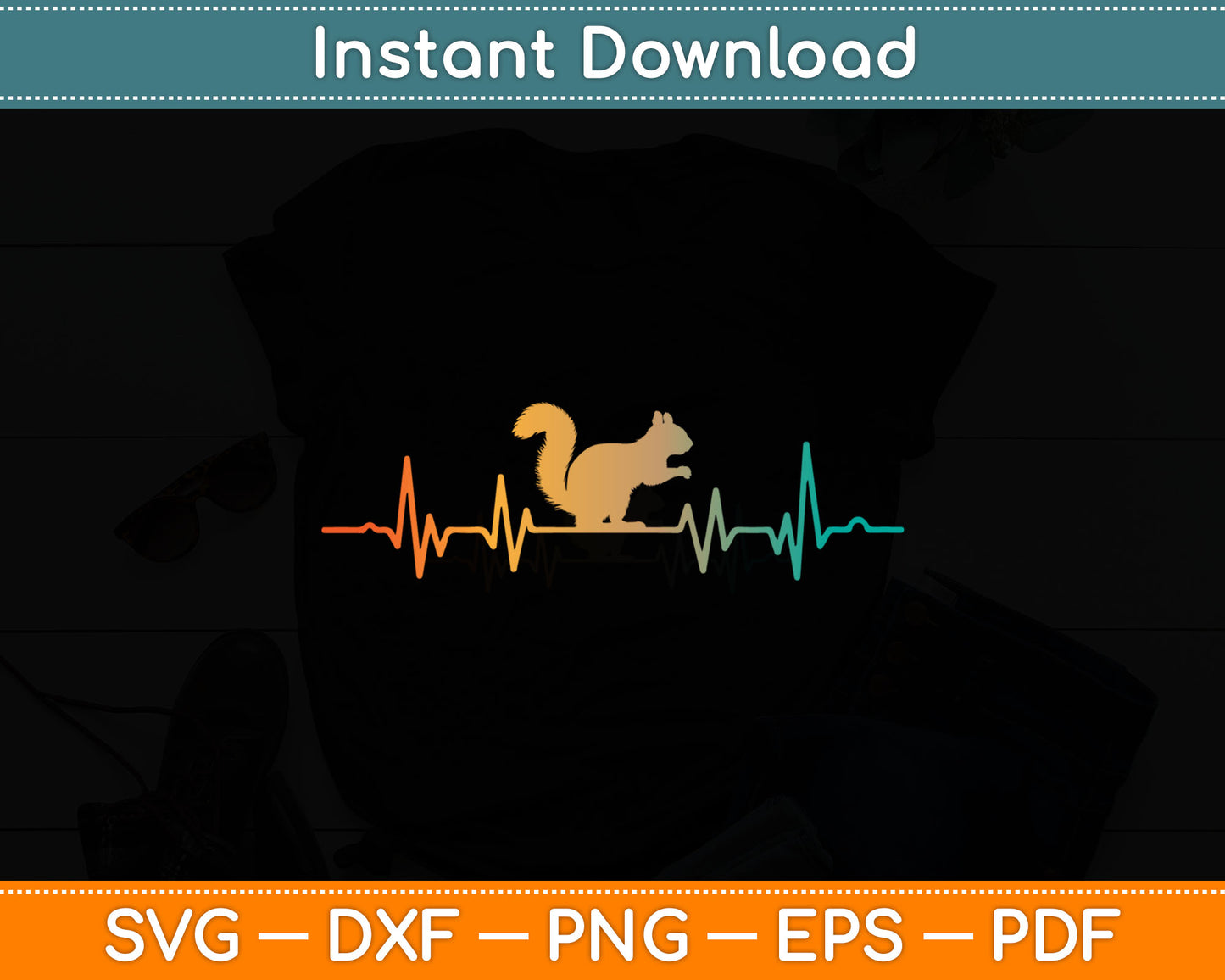 Funny Squirrel Heartbeat Svg Digital Cutting File