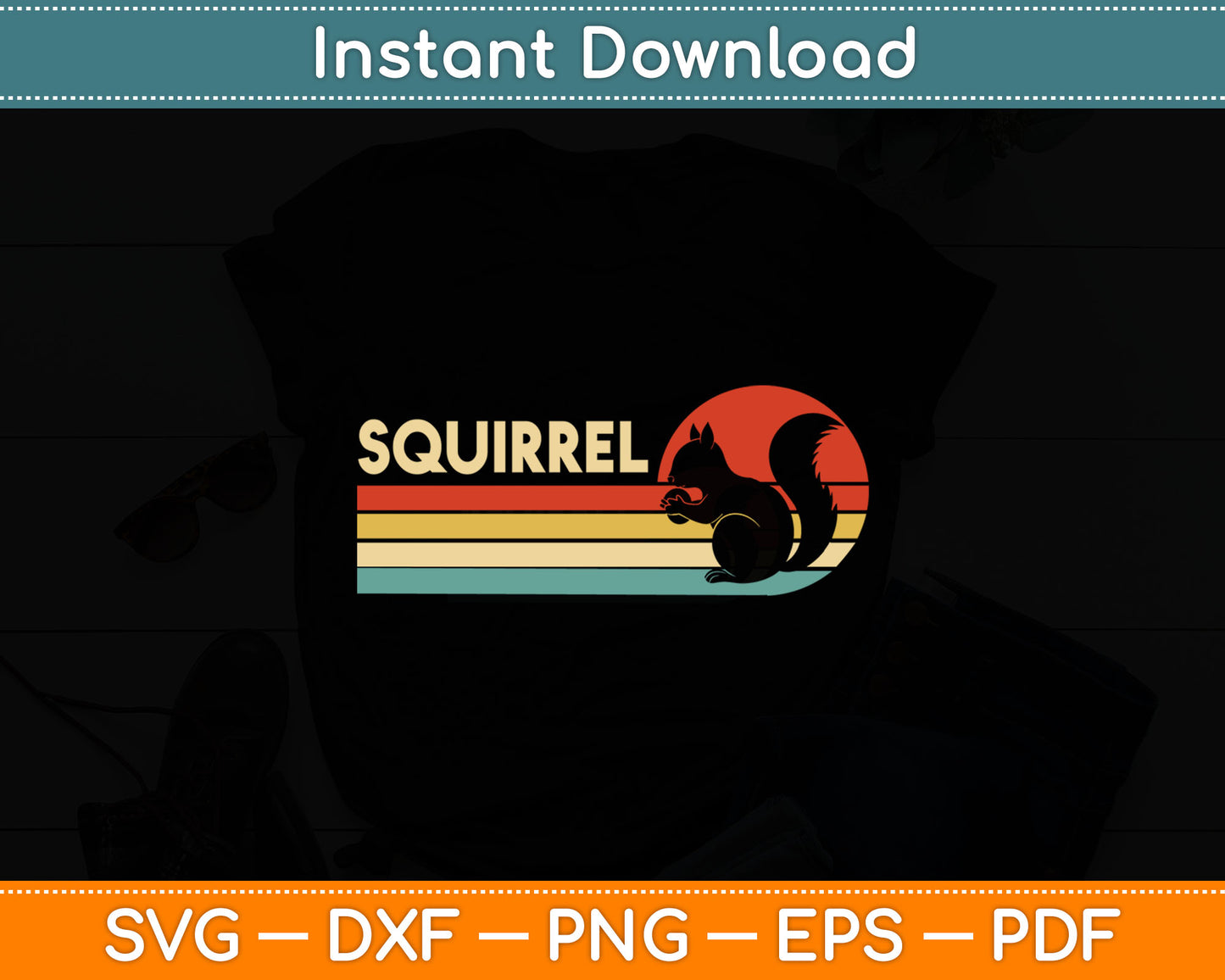 Funny Squirrel Retro Svg Digital Cutting File