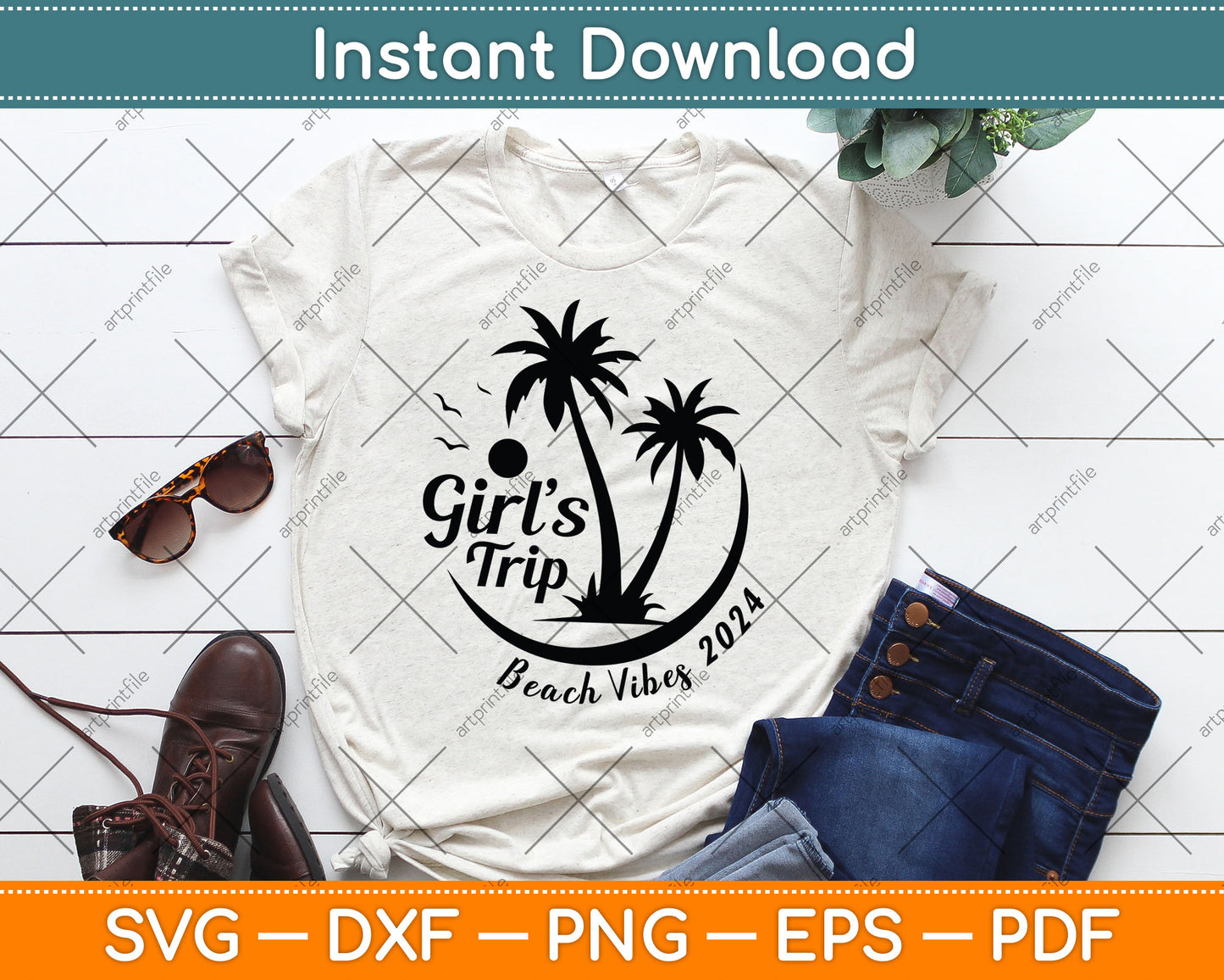 Funny Summer Vacation Girls Trip Beach vibes 2024 Svg Digital Cutting File