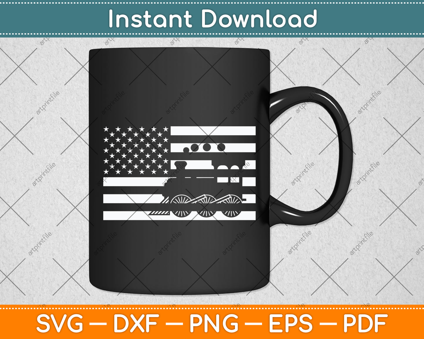 American Flag Railroad Train Svg Digital Cutting File
