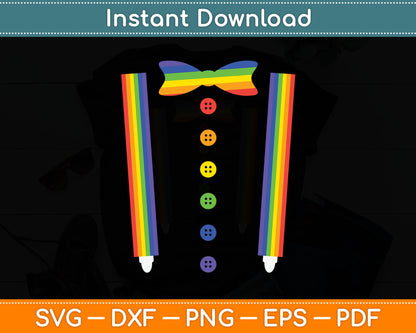 Funny Tuxedo Suspenders Rainbow LGBT Pride Month SVG Digital Cutting File