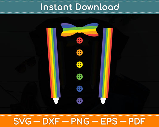 Funny Tuxedo Suspenders Rainbow LGBT Pride Month SVG Digital Cutting File
