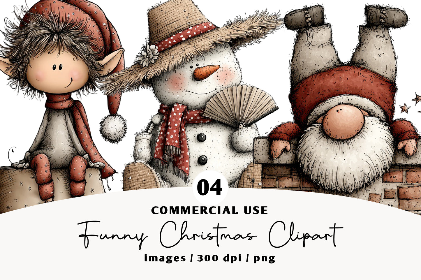 Funny Christmas Clipart PNG Bundle