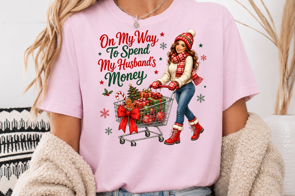Funny Wife Christmas Shopping PNG Sublimation Design