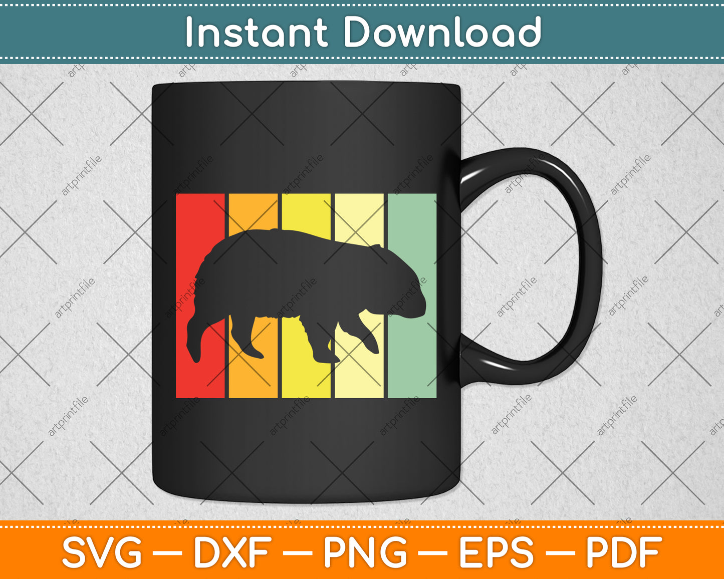 Funny Wombat Vintage Retro Svg Png Dxf Digital Cutting File