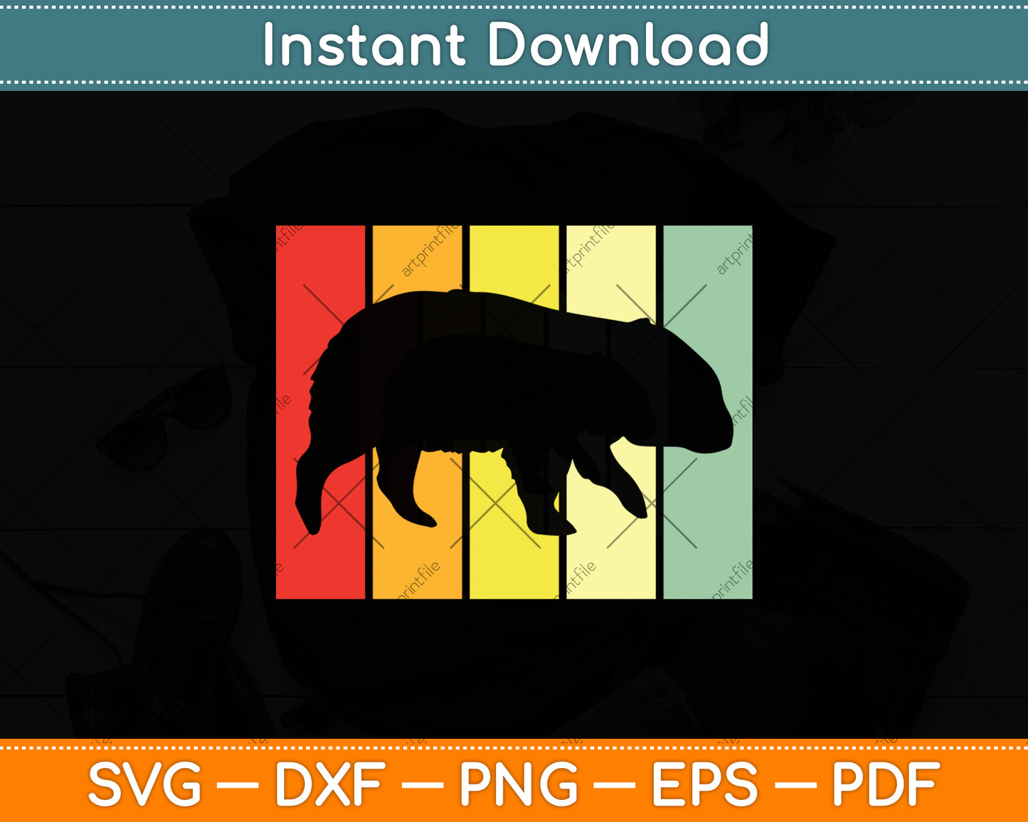 Funny Wombat Vintage Retro Svg Png Dxf Digital Cutting File