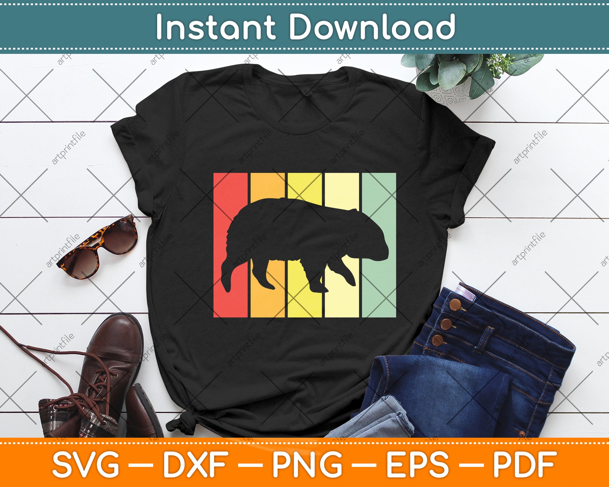 Funny Wombat Vintage Retro Svg Png Dxf Digital Cutting File