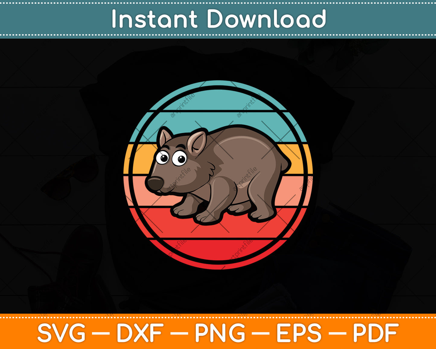 Funny Wombats Vintage Retro Svg Png Dxf Digital Cutting File