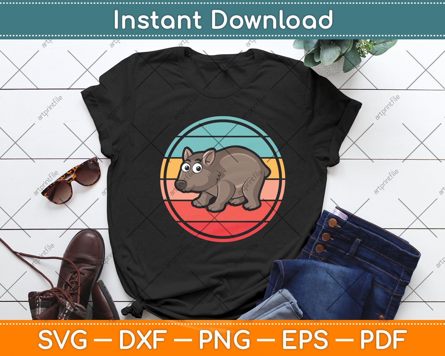 Funny Wombats Vintage Retro Svg Png Dxf Digital Cutting File