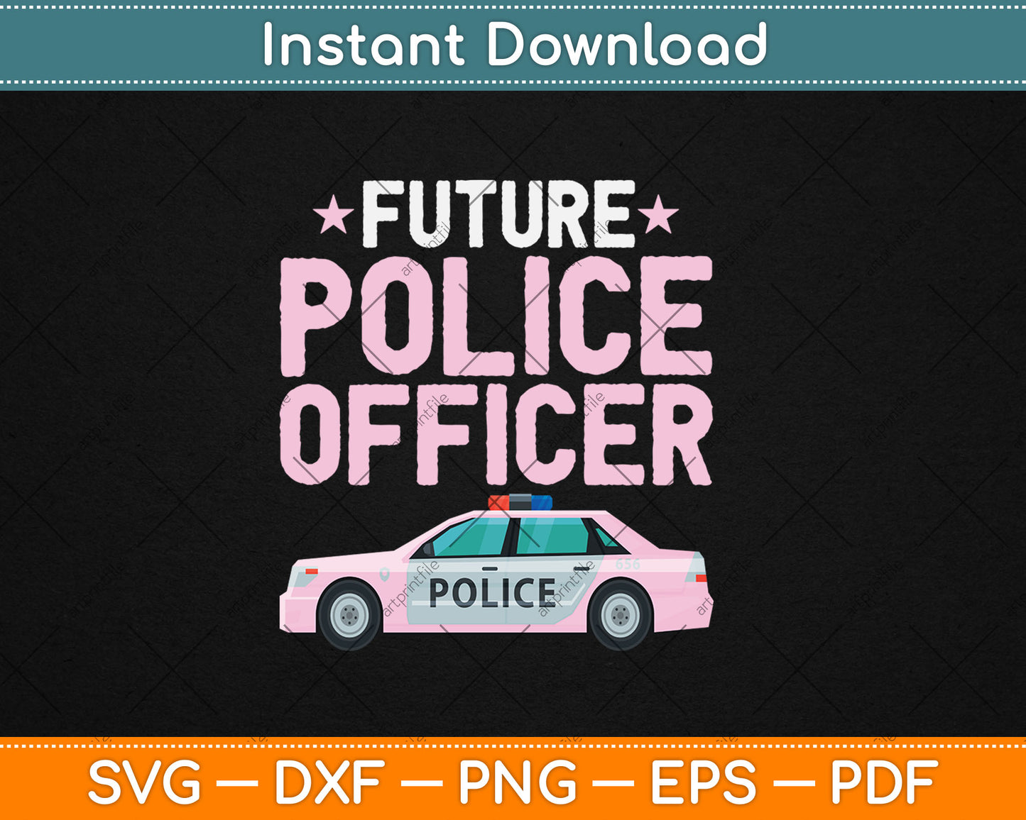 Future Police Officer Policewoman Cop Girls Kids Toddler Svg Digital Cutting File