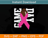 Game Day - Breast Cancer Awareness Pink Football Ribbon Svg Digital Cutting File