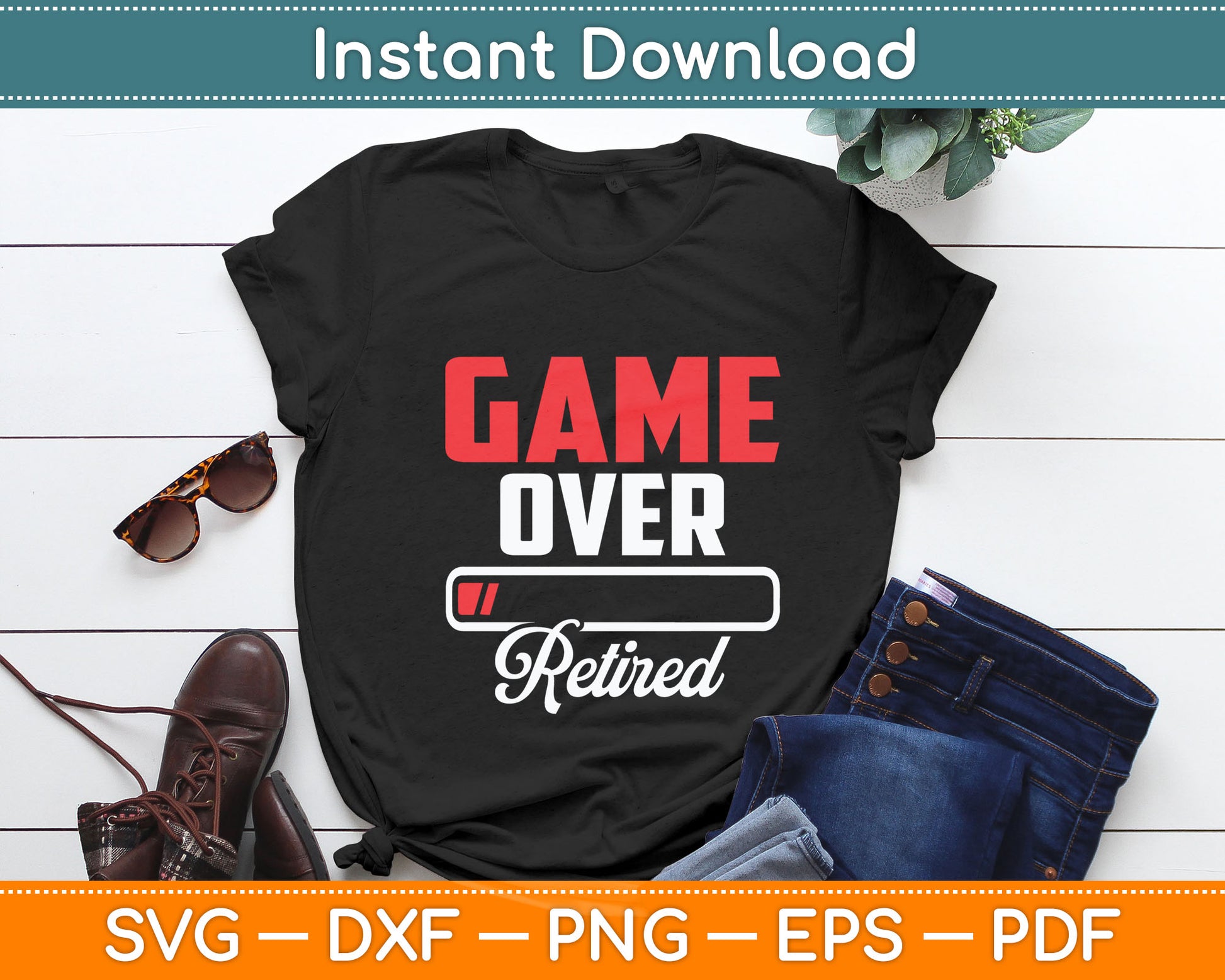 Game Over Retired - Elderly Old Age Oldies Retiree Grandpa Svg Digital Cutting File