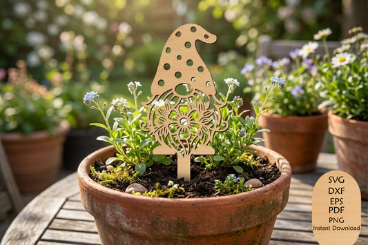 Garden Gnome Plant Stake Laser Cut SVG