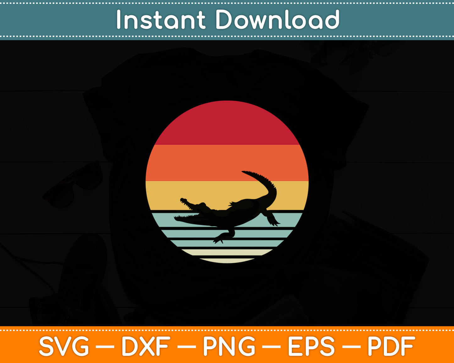 Gator Retro Style Svg Digital Cutting File