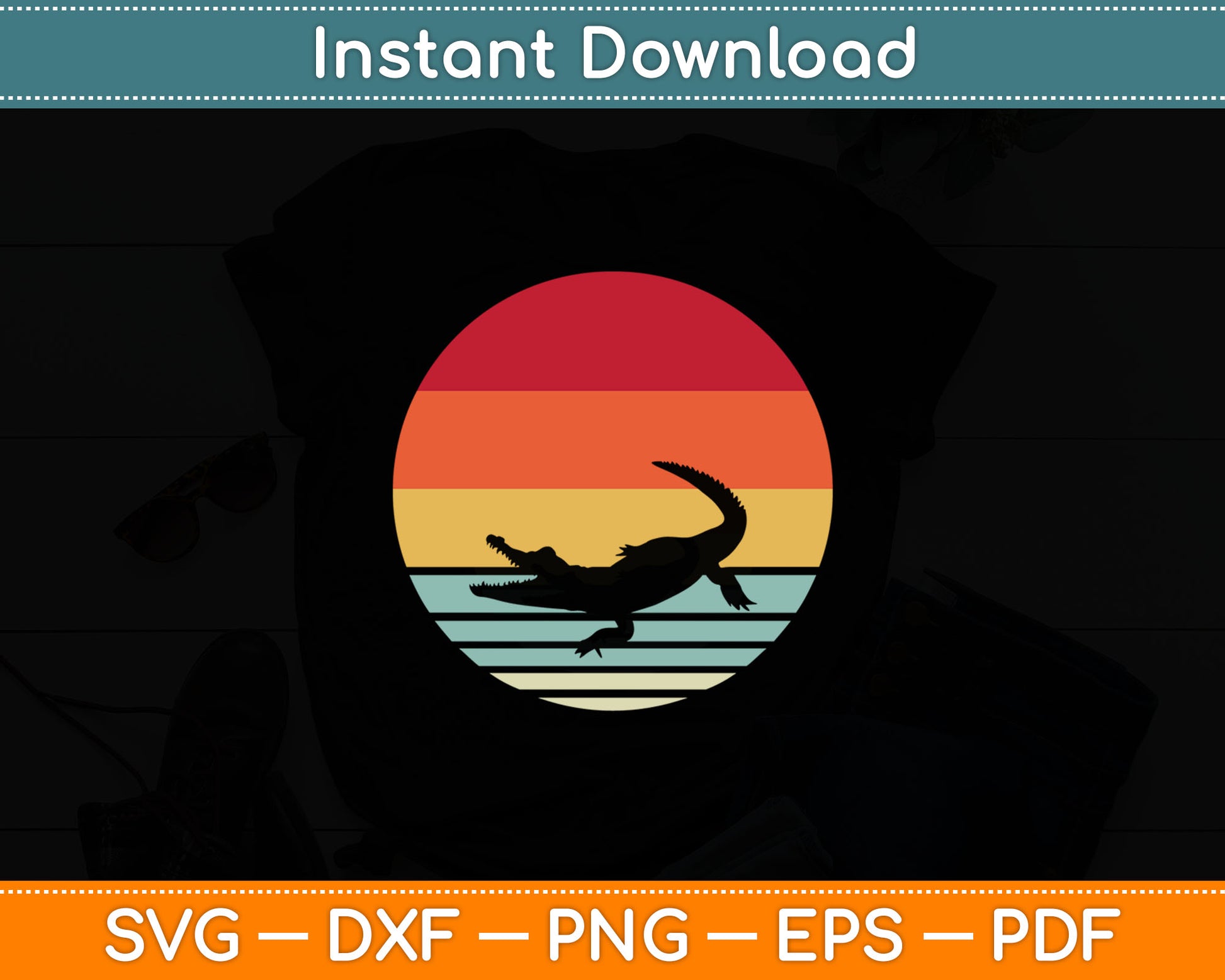 Gator Retro Style Svg Digital Cutting File