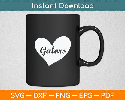 Gators School Sports Fan Team Spirit Mascot Heart Svg Digital Cutting File