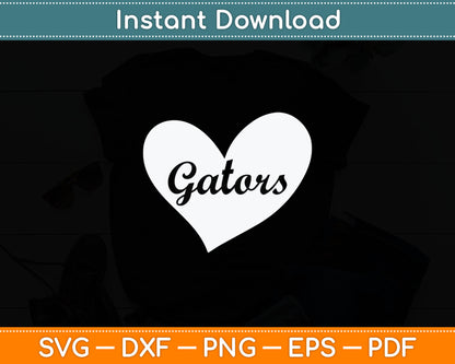 Gators School Sports Fan Team Spirit Mascot Heart Svg Digital Cutting File