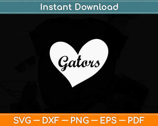 Gators School Sports Fan Team Spirit Mascot Heart Svg Digital Cutting File