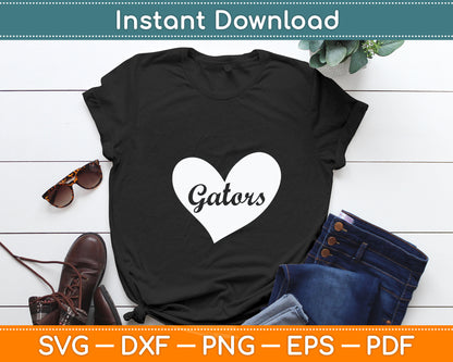 Gators School Sports Fan Team Spirit Mascot Heart Svg Digital Cutting File