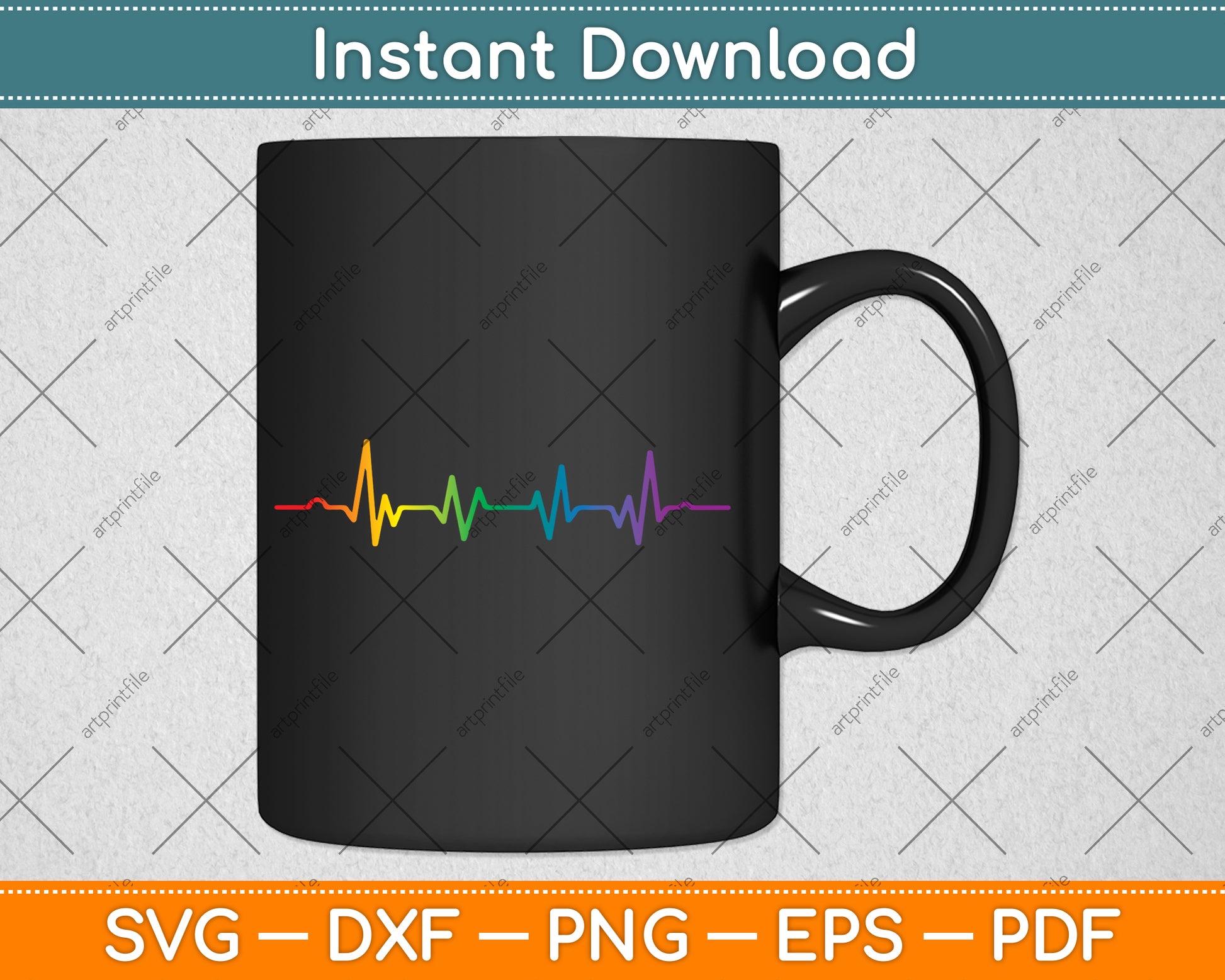 Gay Heartbeat Pride Rainbow Flag LGBTQ Cool LGBT Ally Gift Svg Digital Cutting File