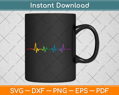Gay Heartbeat Pride Rainbow Flag LGBTQ Cool LGBT Ally Gift Svg Digital Cutting File